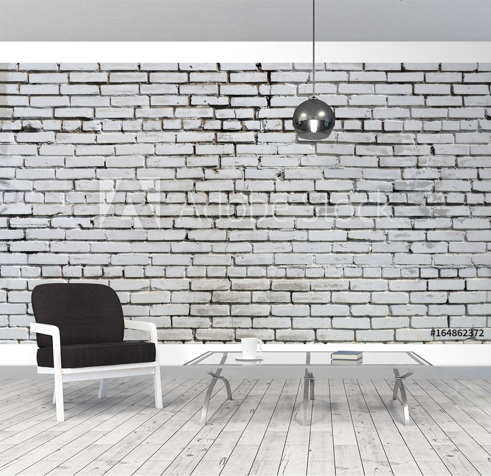 Brick wall painted with white paint from Wallmural Wallpassion